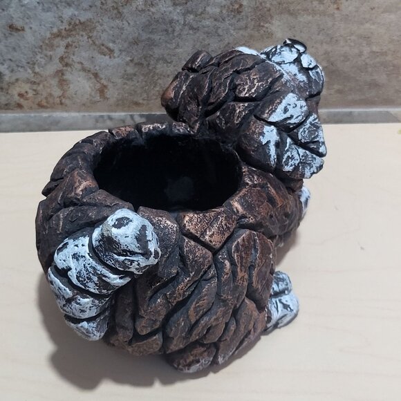 Dog Planter Distressed Stone Effect Finish Succulent Flowerpot Small Cement Anim - Picture 12 of 13